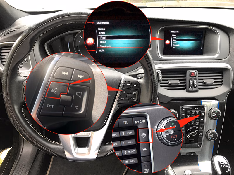 Wireless Integration for CarPlay, Android Auto, Mirror Link, and Front/Rear Camera Input for Volvo 2015-2019 with Sensus Connect, 7" Display - Image 5